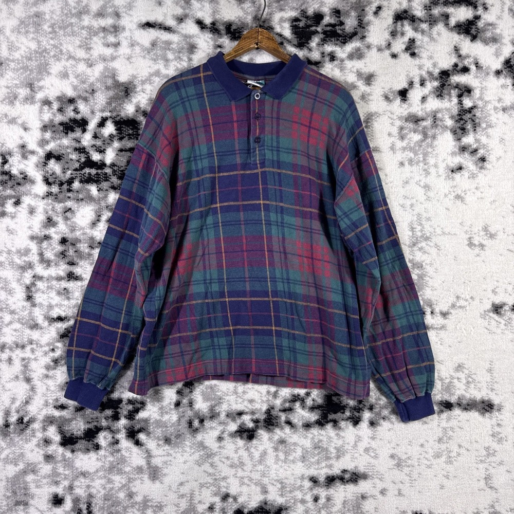 Cotton Club Sweater Shirt‎ Mens Size 42 Plaid Long Sleeve Grandpacore Old Money